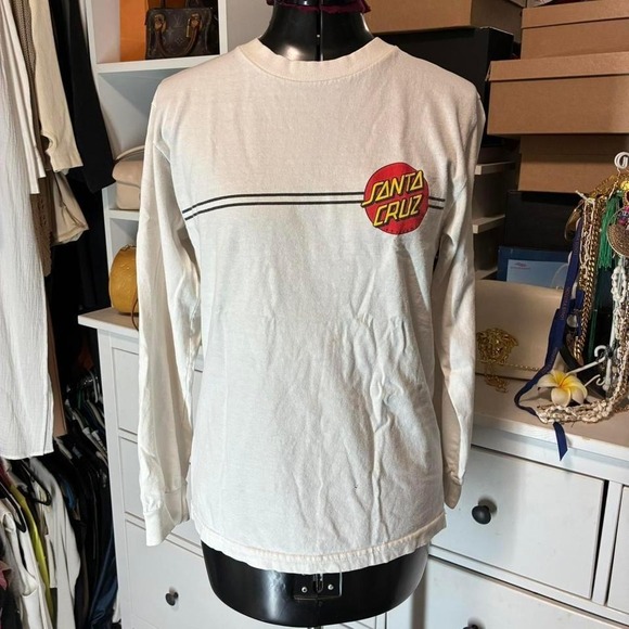 Santa Cruz Skateboards Long Sleeve Shirt Kids White Graphic Tee - Picture 3 of 9